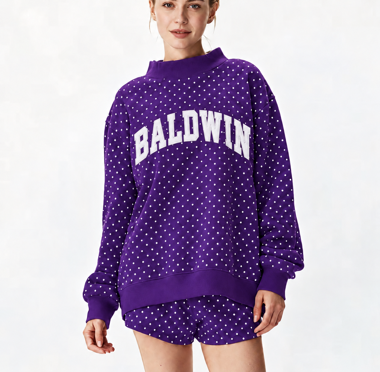 BALDWIN DOTTED MOCK NECK