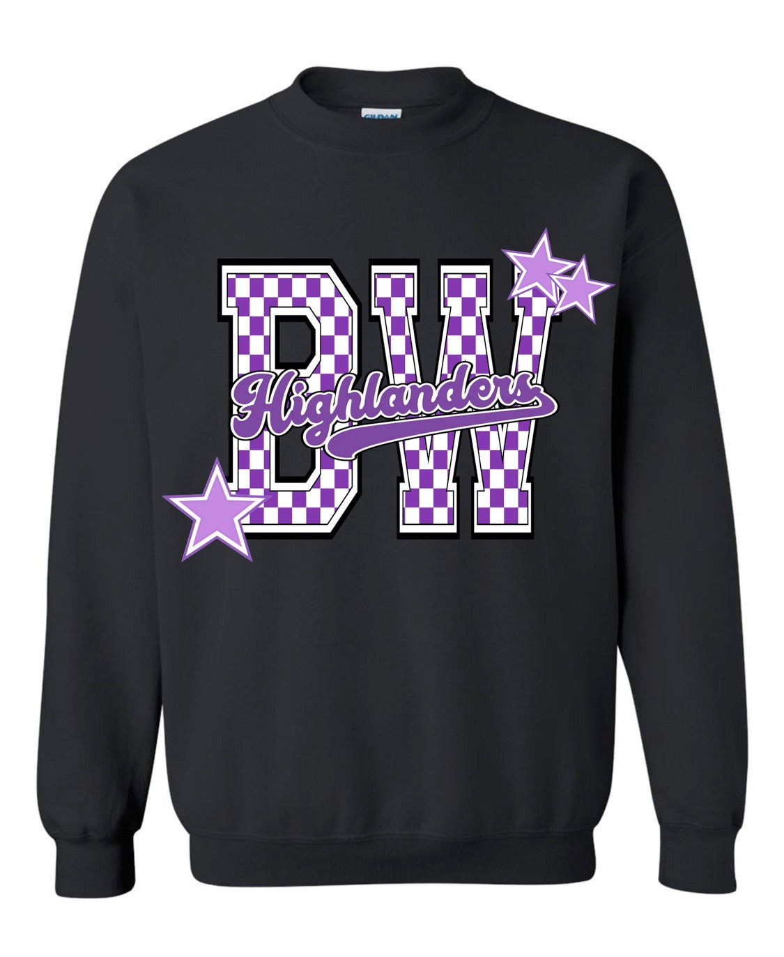 BW CHECKERED STARS CREWNECK