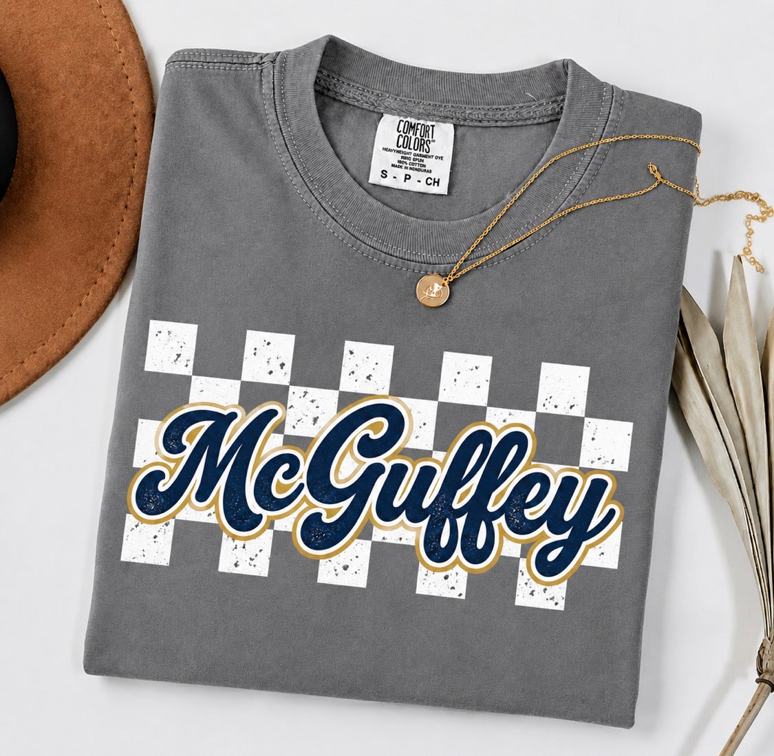MCGUFFEY HIGHLANDER CHECKER PRINT T SHIRT