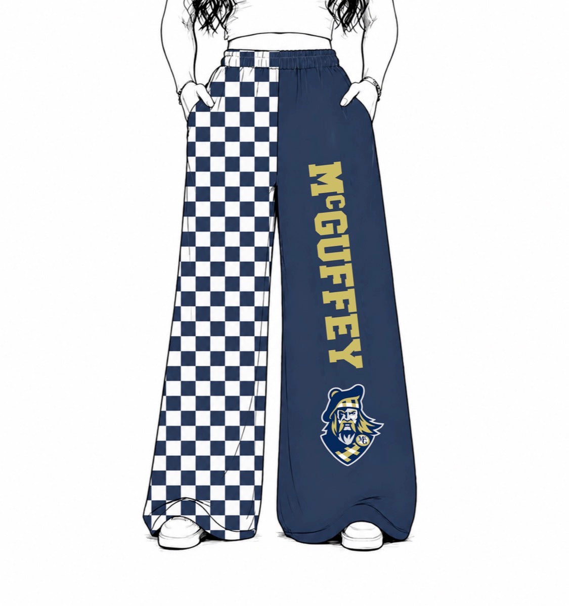 MCGUFFY CHECKERED WIDE LEG SWEATPANTS