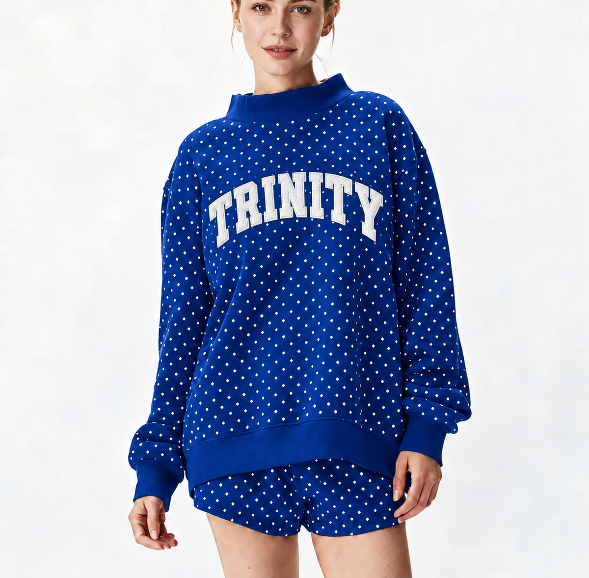 TRINITY DOTTED MOCK NECK