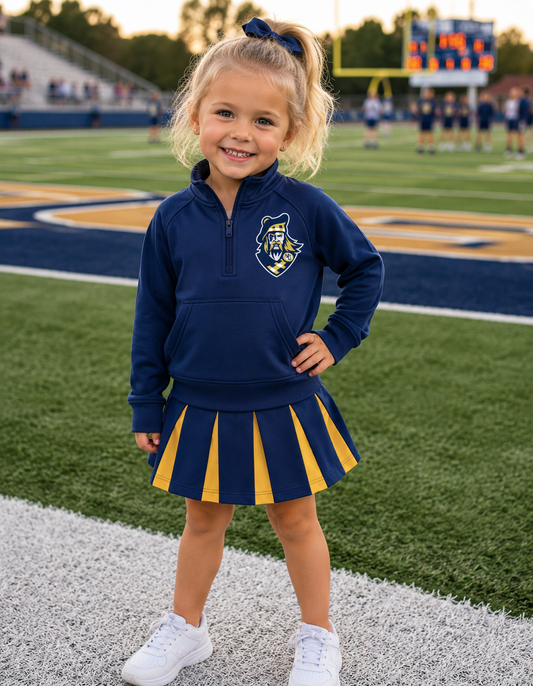 MCGUFFEY LITTLE CHEERLEADER QUARTER ZIP AND SKIRT SET