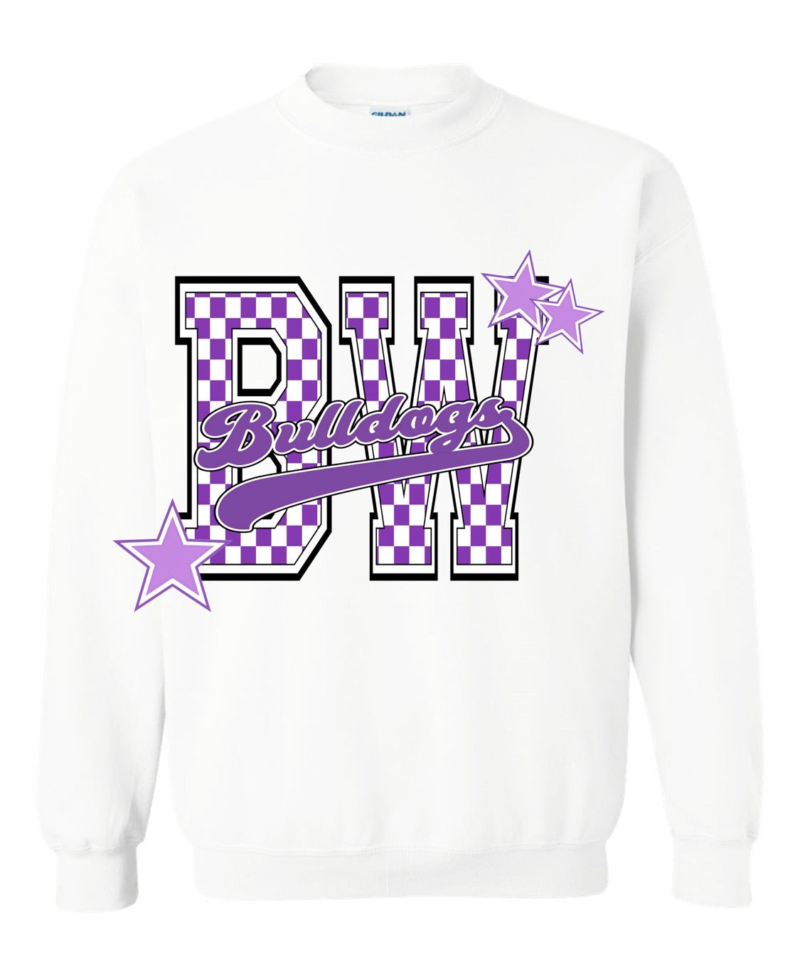 BW CHECKERED STARS CREWNECK