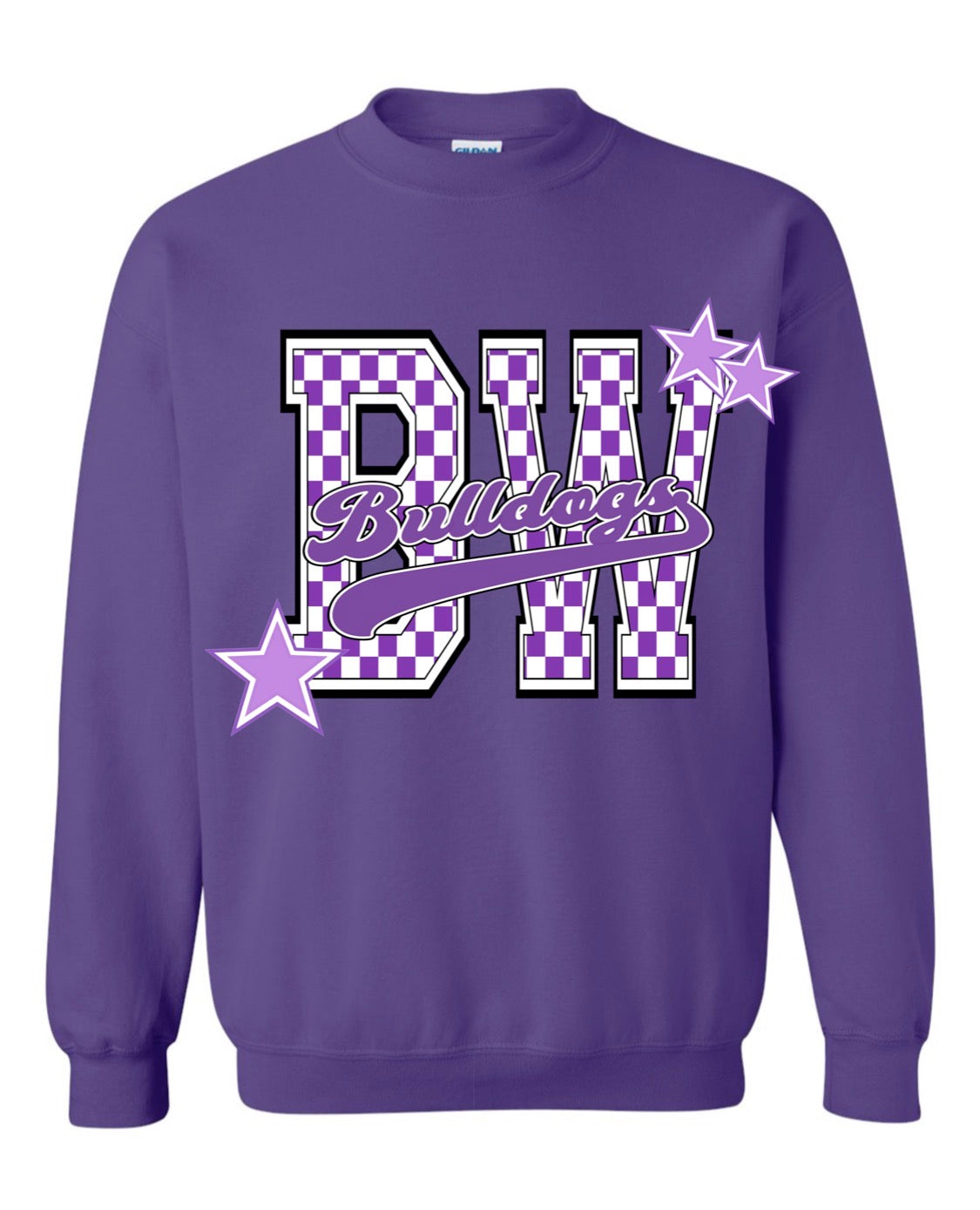 BW CHECKERED STARS CREWNECK