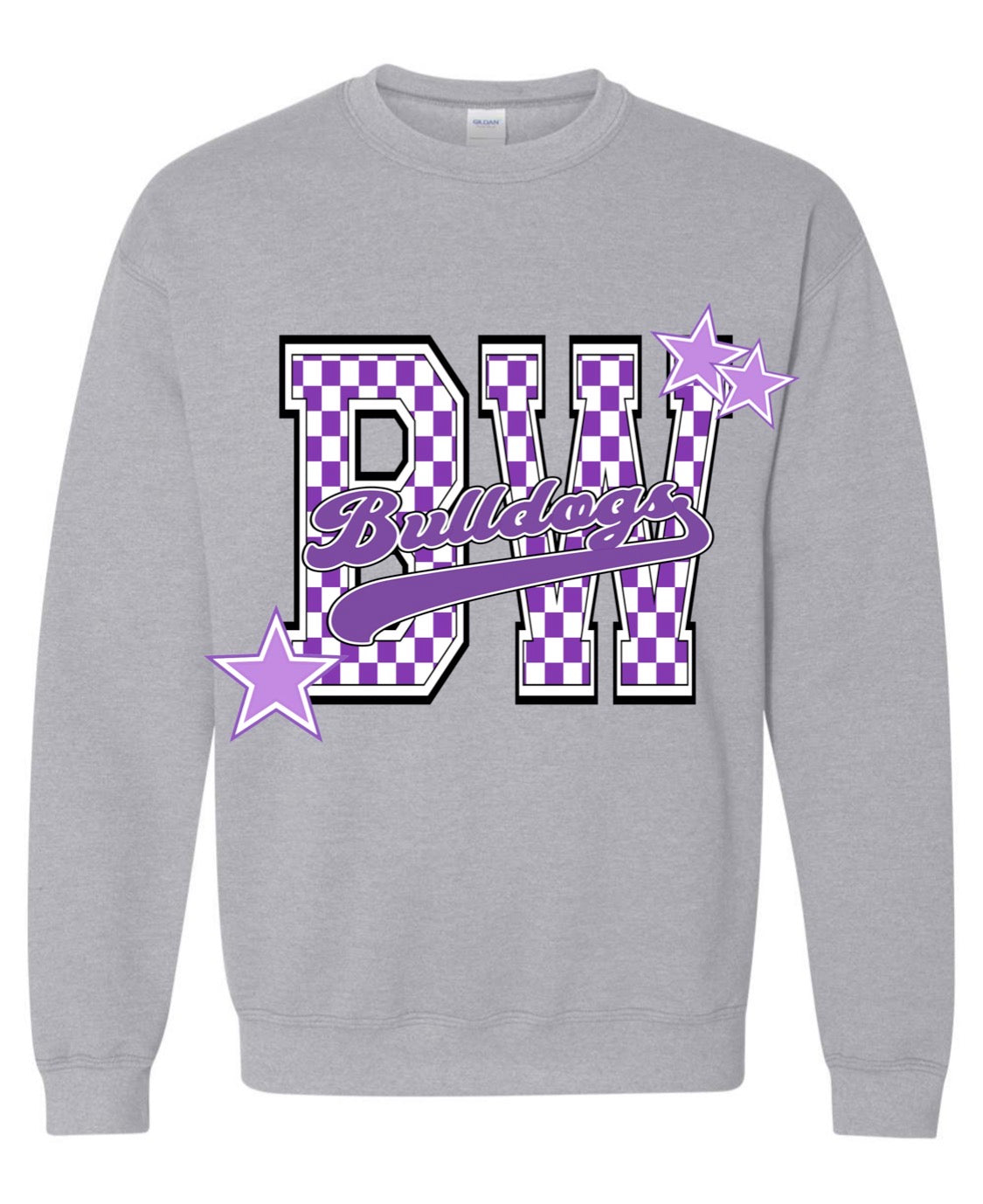 BW CHECKERED STARS CREWNECK