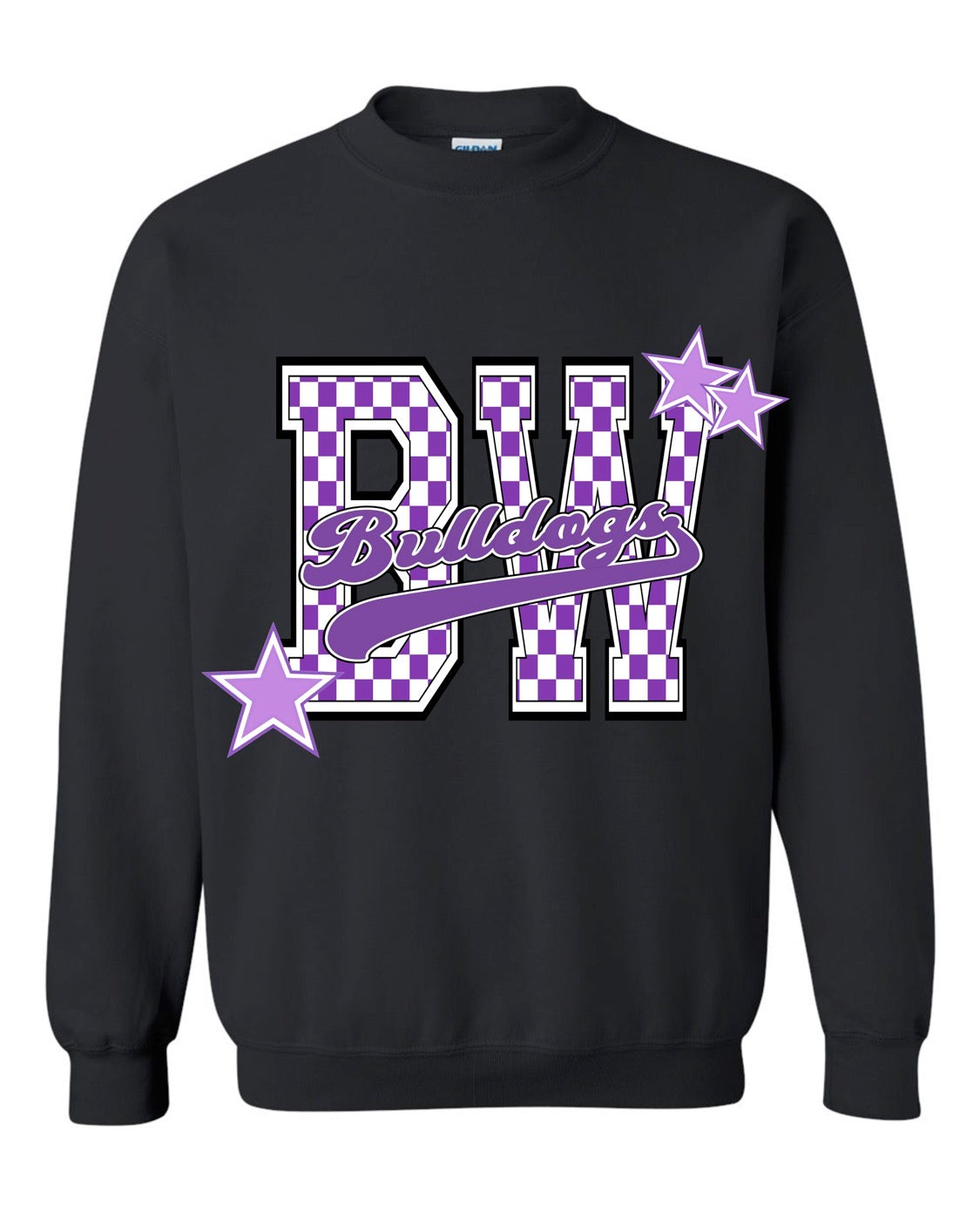 BW CHECKERED STARS CREWNECK