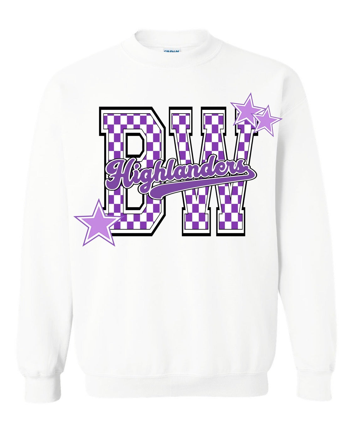 BW CHECKERED STARS CREWNECK