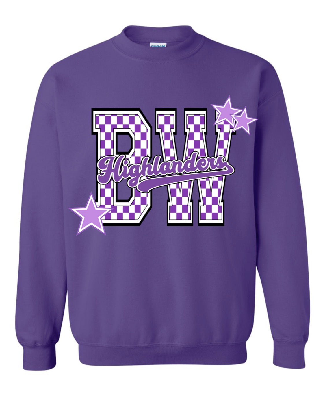 BW CHECKERED STARS CREWNECK