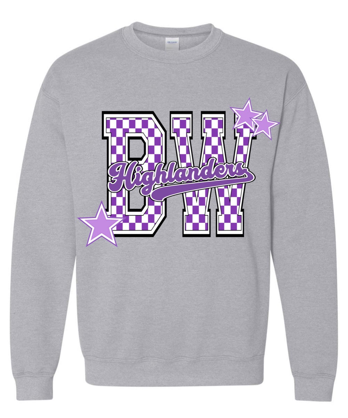 BW CHECKERED STARS CREWNECK