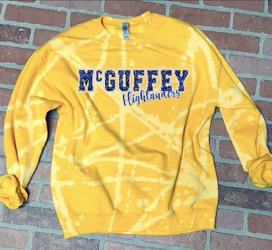 MCGUFFEY SLASH PRINT GLITTER CREWNECK SWEATSHIRT