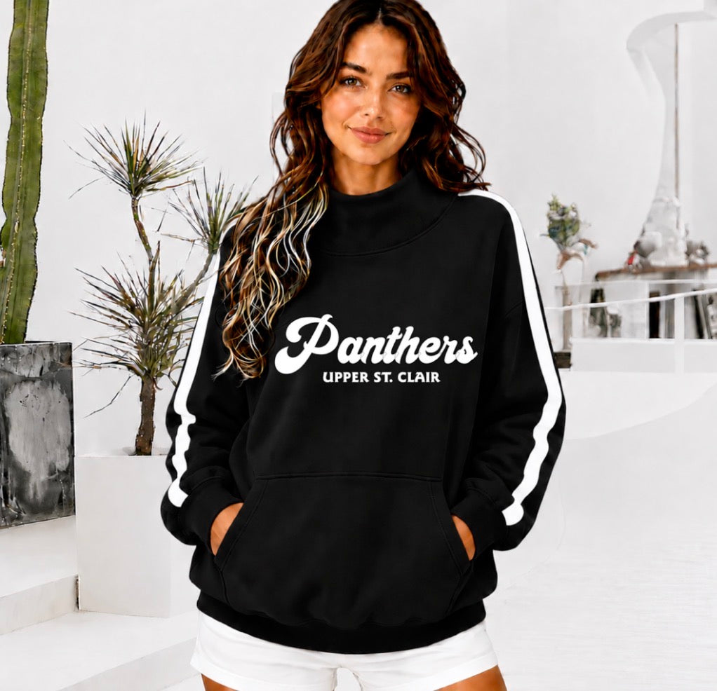 USC PANTHERS Front Pocket Mock Neck Sweatshirt with Retro Arm Stripe
