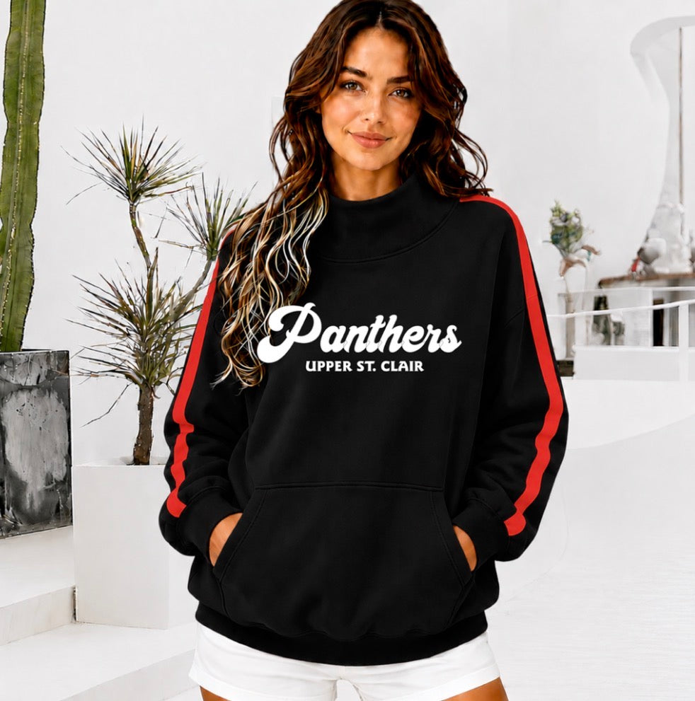 USC PANTHERS Front Pocket Mock Neck Sweatshirt with Retro Arm Stripe