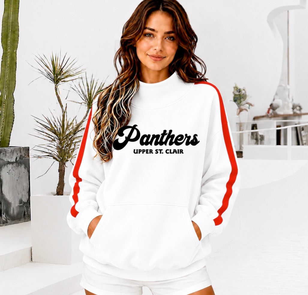 USC PANTHERS Front Pocket Mock Neck Sweatshirt with Retro Arm Stripe