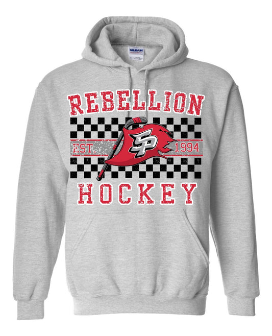 REBELLION HOCKEY DISTRESSED CHECKERED HOODIE