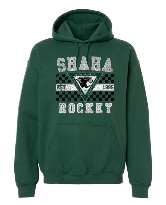SHAHA HOCKEY CHECKERED DISTRESSED HOODIE