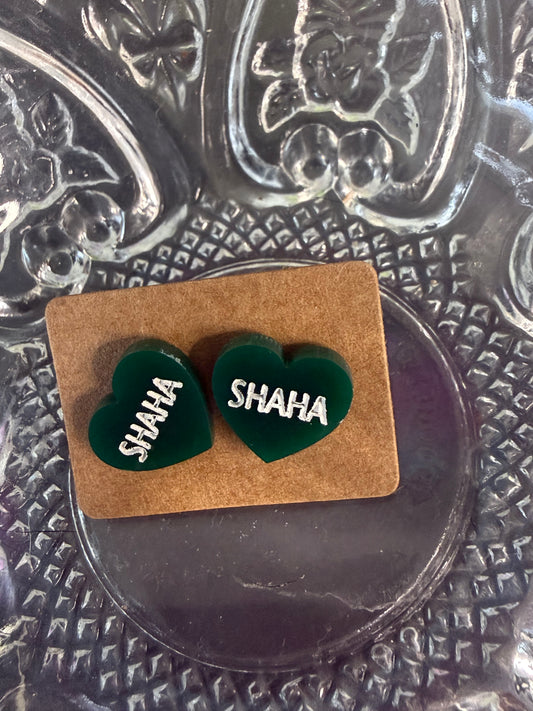 SHAHA CONVERSATION HEART EARRINGS