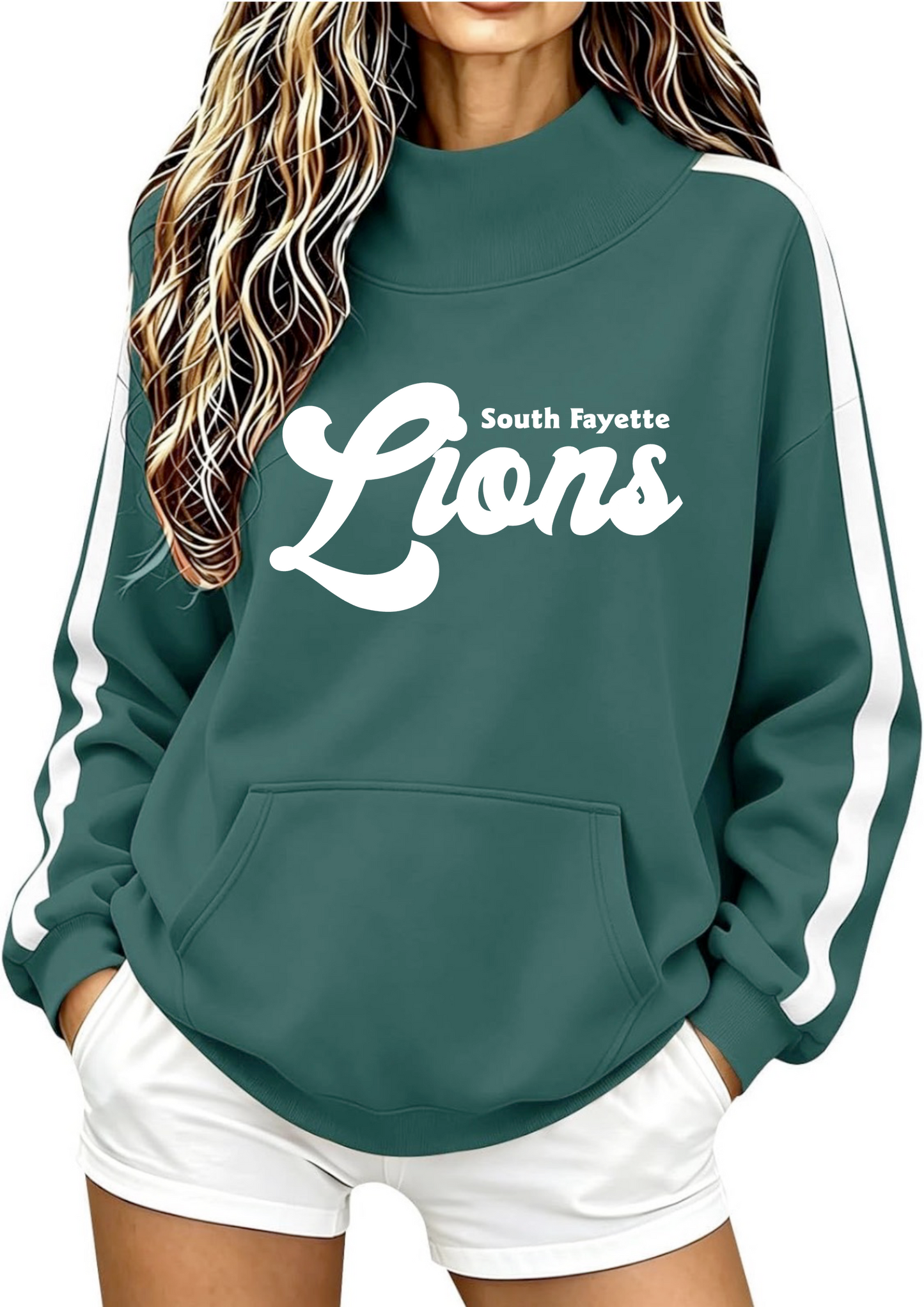SOUTH FAYETTE MOCK NECK W/ ARM STRIPE SWEATSHIRT
