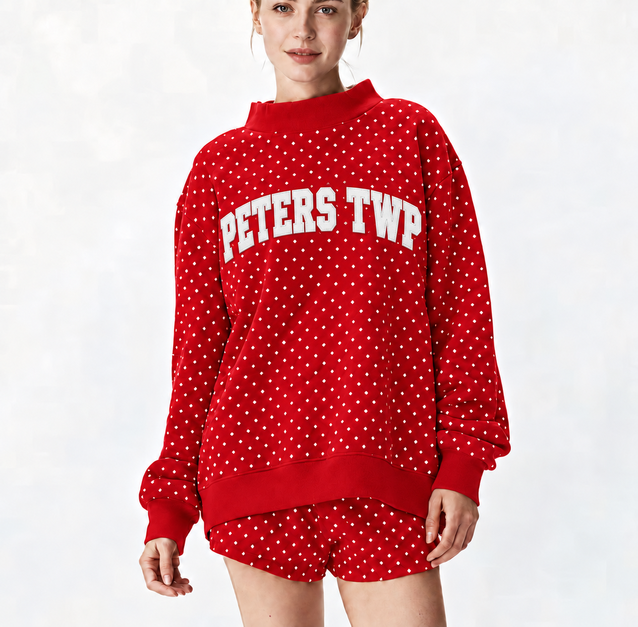 PETERS TWP DOTTED MOCK NECK