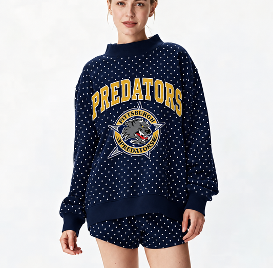 PITTSBURGH PREDATORS DOTTED MOCK NECK