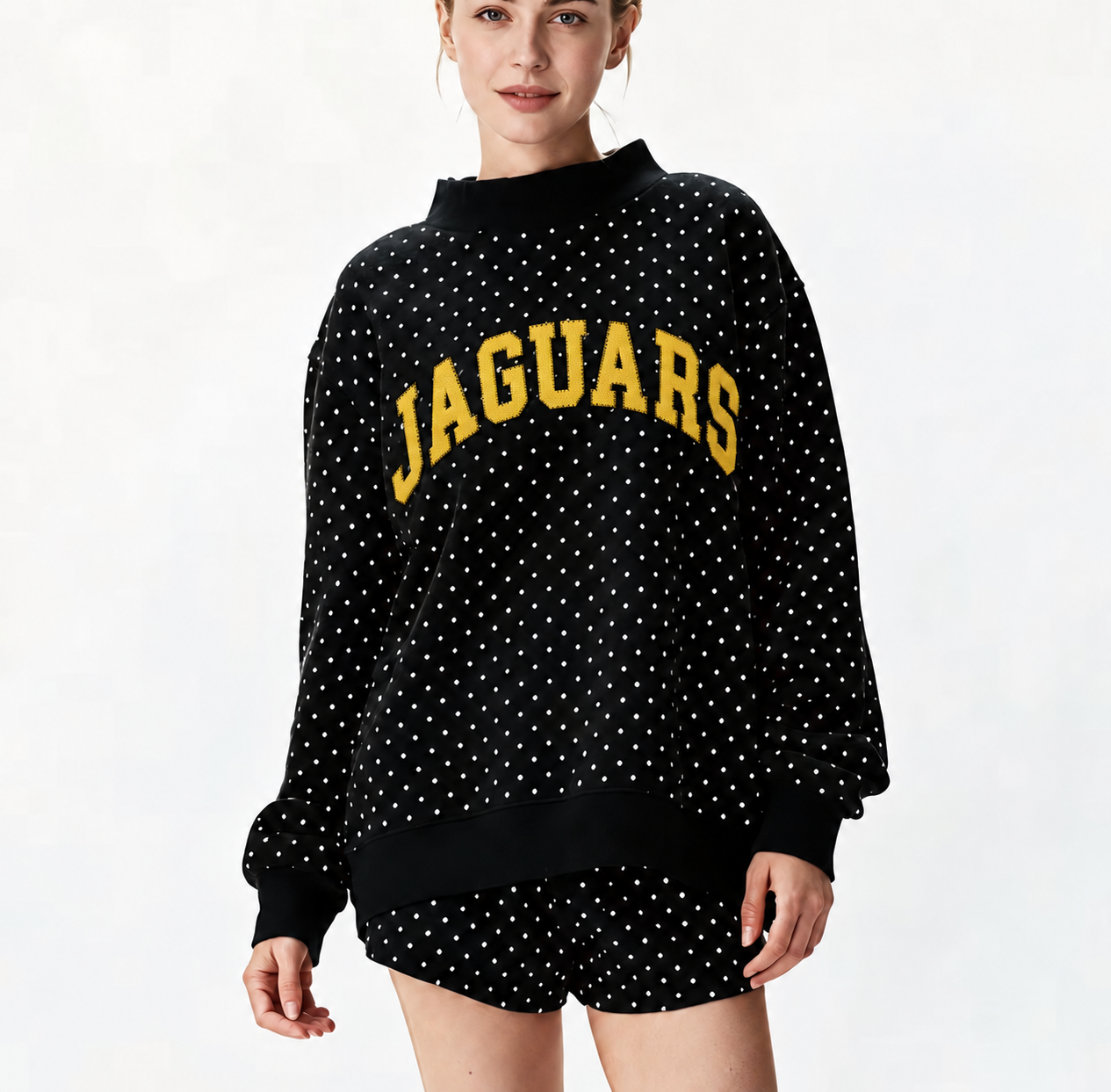TJ JAGUARS DOTTED MOCK NECK