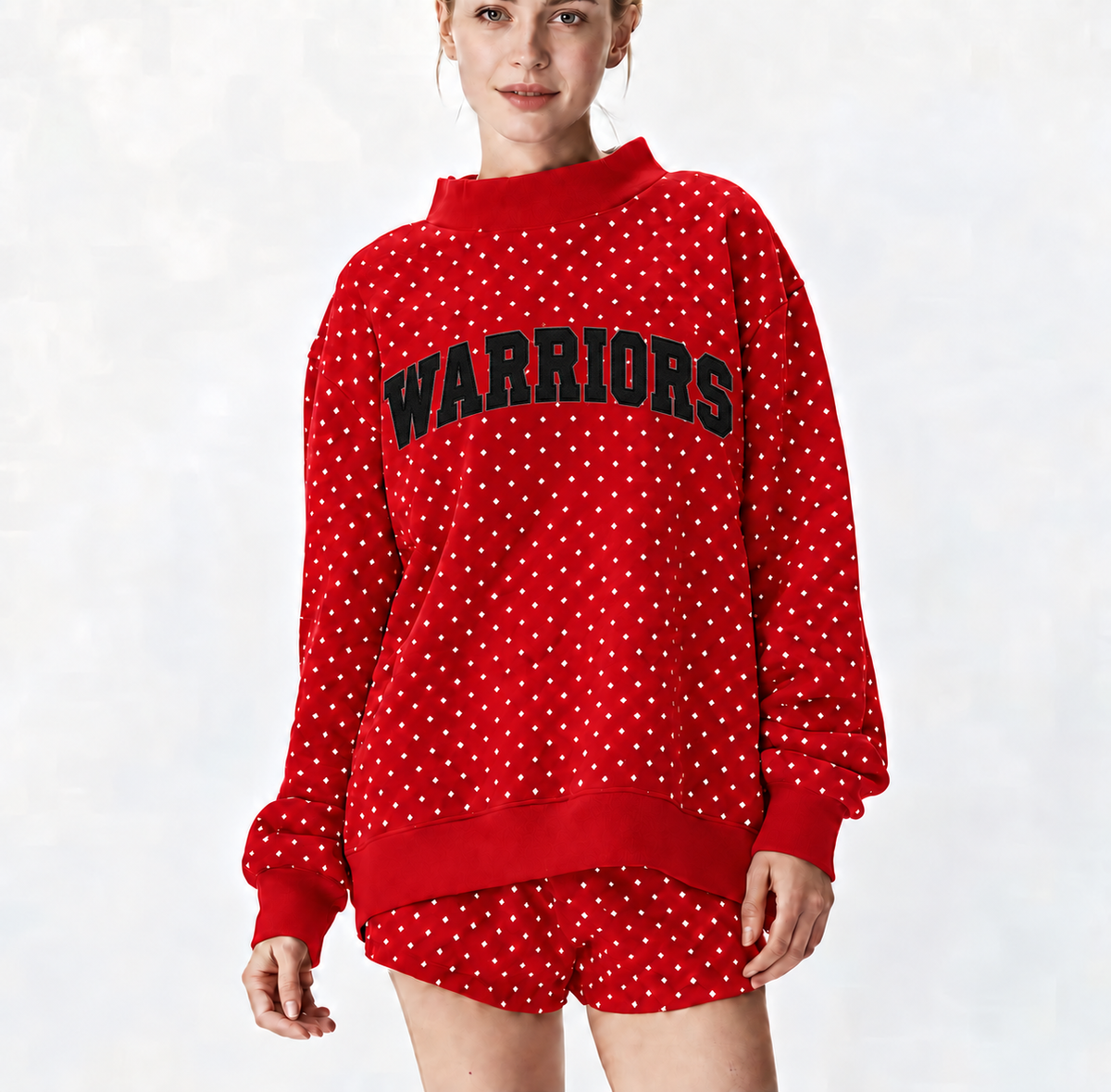 ELIZABETH FORWARD WARRIORS DOTTED MOCK NECK