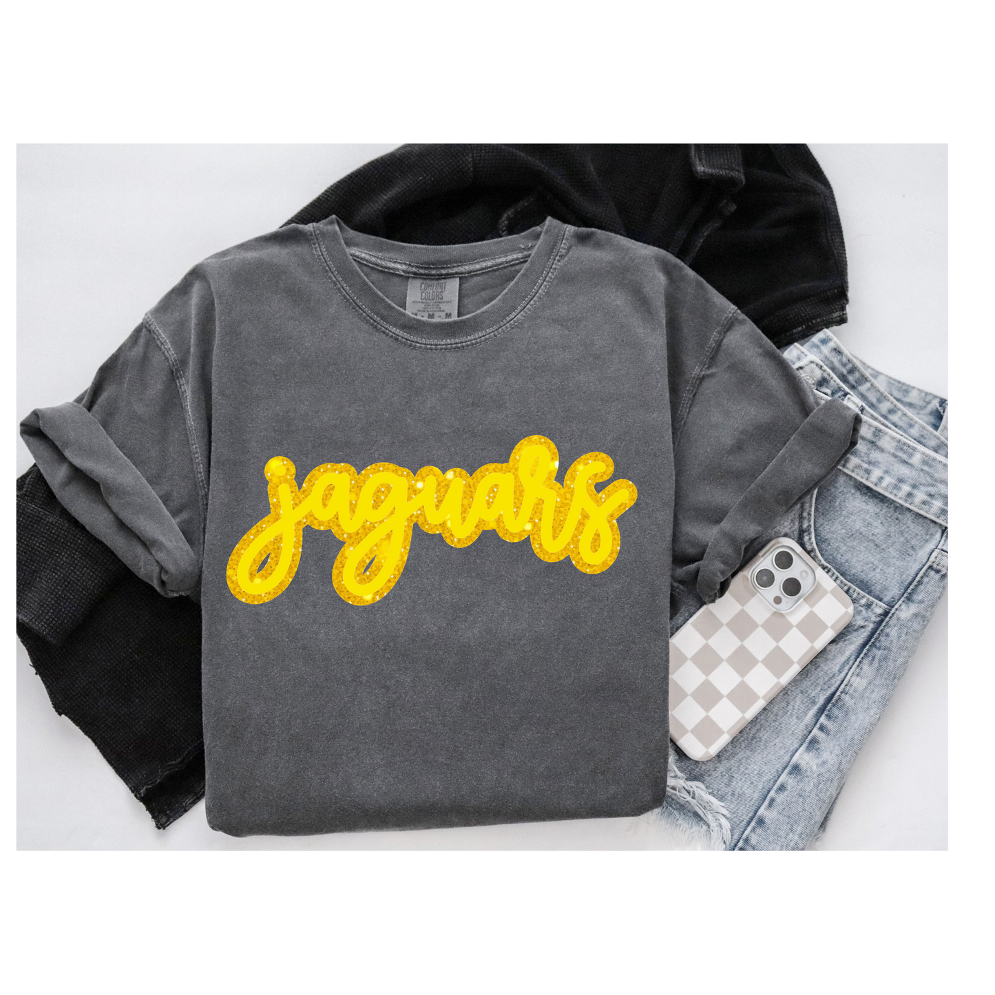 JAGUARS FAUX GLITTER T SHIRT