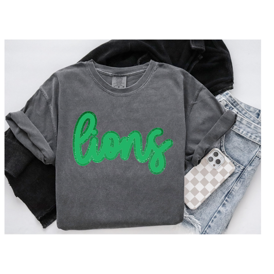 LIONS SOUTH FAYETTE FAUX GLITTER PRINT T SHIRT