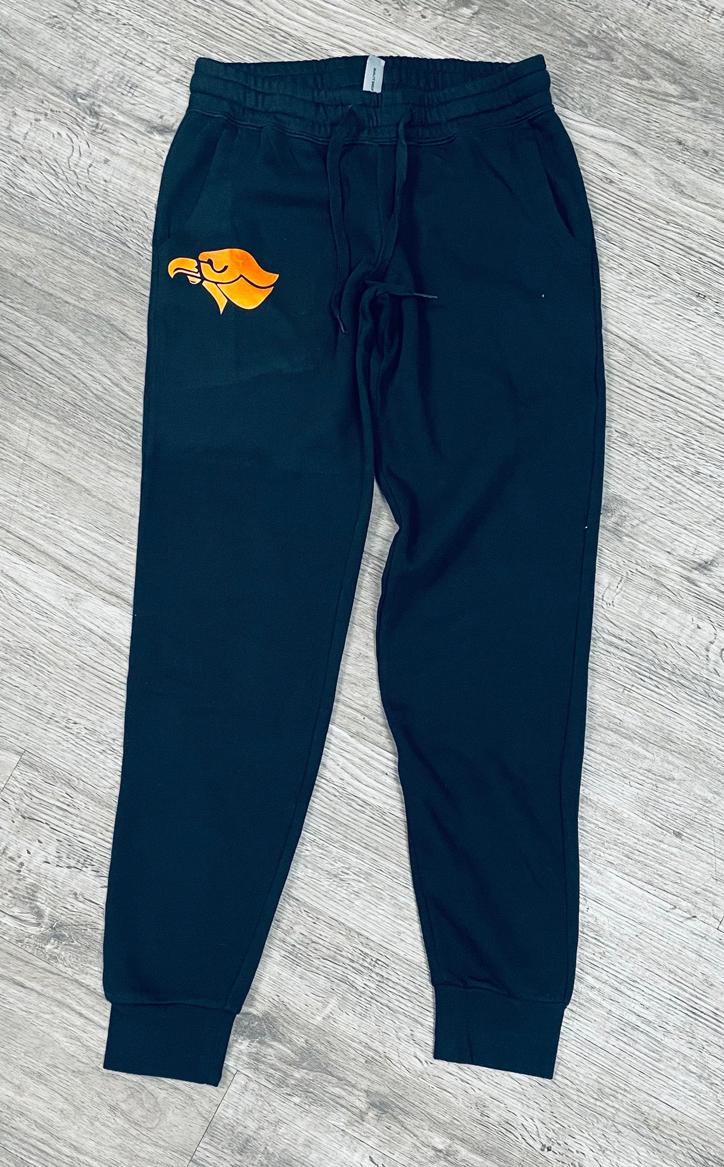 BLACK w/ metallic orange HAWK women's joggers